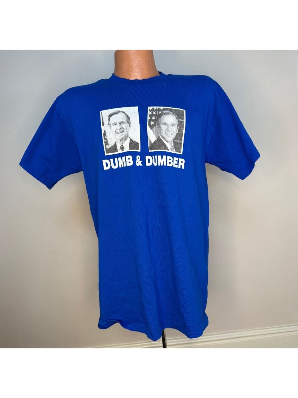 Vintage Y2K Dumb and Dumber George W Bush T-Shirt, Fruit of the Loom Size Large